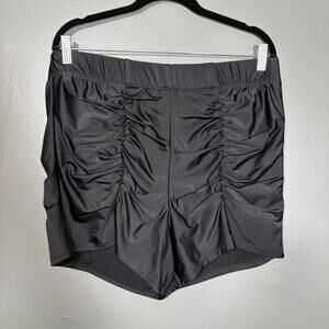 Torrid Ultra High Rise Ruched Swim Short Black Swimsuit - Women's Plus Size 2X
